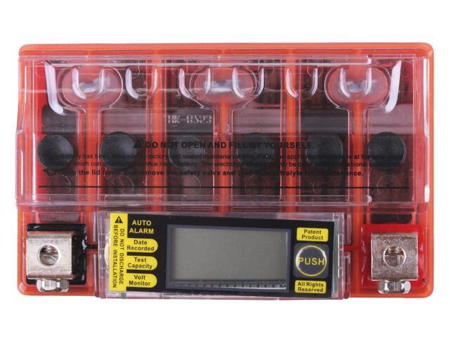 Аккумулятор гелевый YTX7L-BS 7АH 113*70*130 мм оранжевый, С ДИСПЛЕЕМ - OUTDO